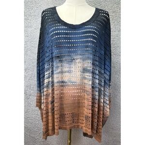 Hard Tail Womens Perforated Oversized Top Sz S Ombre Long Line Lagenlook Boho